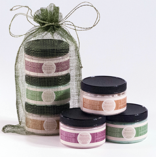 Victoria-Lavender-Sugar-Scrub-Gift-Set-3-Fragrances-with-mesh-gift-bag